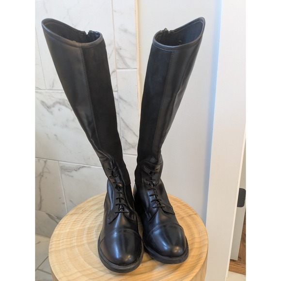 Horze‎ Womens Faux Leather Field Riding Boots Lace Up Tall Equestrian Sz 41/10.5 - Picture 2 of 6